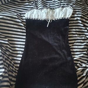 🍓 dolls kill sugar thrillz ladder lace ribbon milkmaid velvet mini dress 🍓